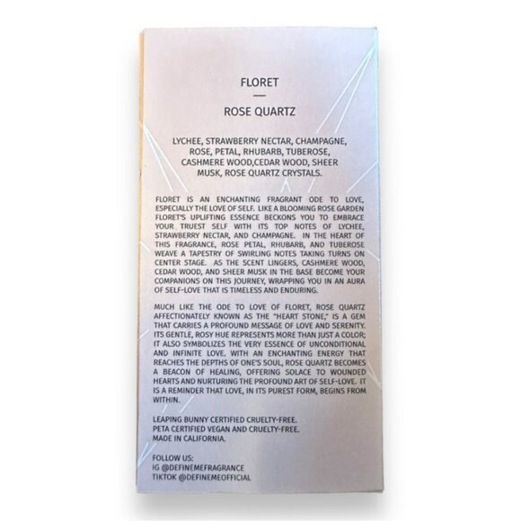 🆕 NWT DefineMe Floret Rose Quartz Crystal Infused Fragrance Mist - Picture 3 of 5